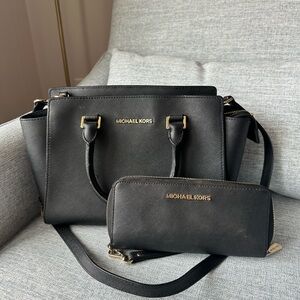 Michael Kors Black Saffiano Leather Satchel